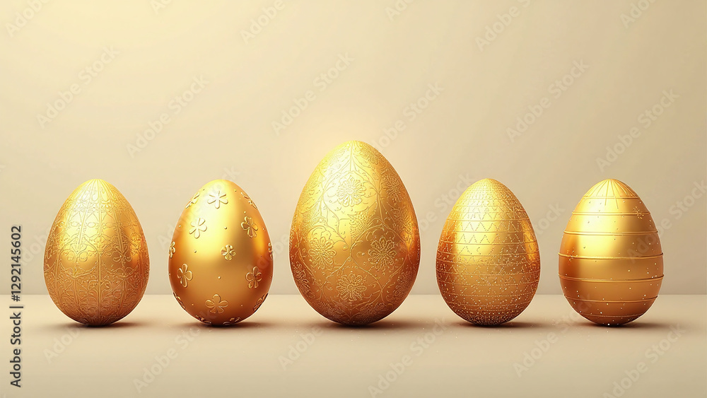 Poster golden easter eggs various styles created using digital graphics unique vector illustration