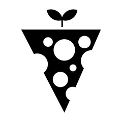 Glyph icon style vegan cheese or plant-based cheese slice front view.