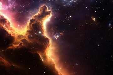 Stunning cosmic landscape of glowing nebula and stars