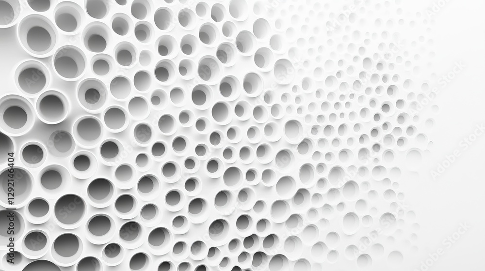 Aufkleber abstract white circular pattern background modern design elegant texture 3d render digital art graph