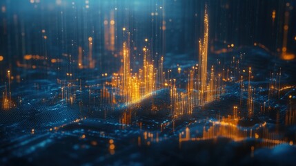 Fototapeta premium Businessman analysis calculates financial data of growth for long-term investments with digital graph and profitability of companies with positive indicators in 2024 for development to success