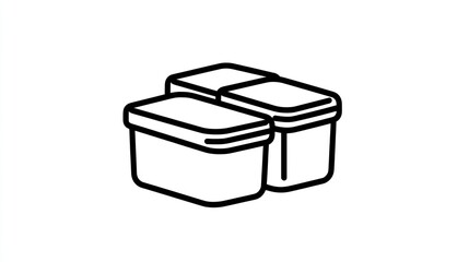 Two food containers, kitchen, meal prep, white background, recipe illustration