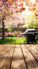 Serene spring escape a deck overlooking blooming gardens
