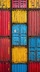 Fototapeta premium Vibrant geometric harmony of stacked shipping containers