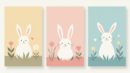 Obraz premium minimalist flat vector easter cards modern designs ideal clean simple holiday