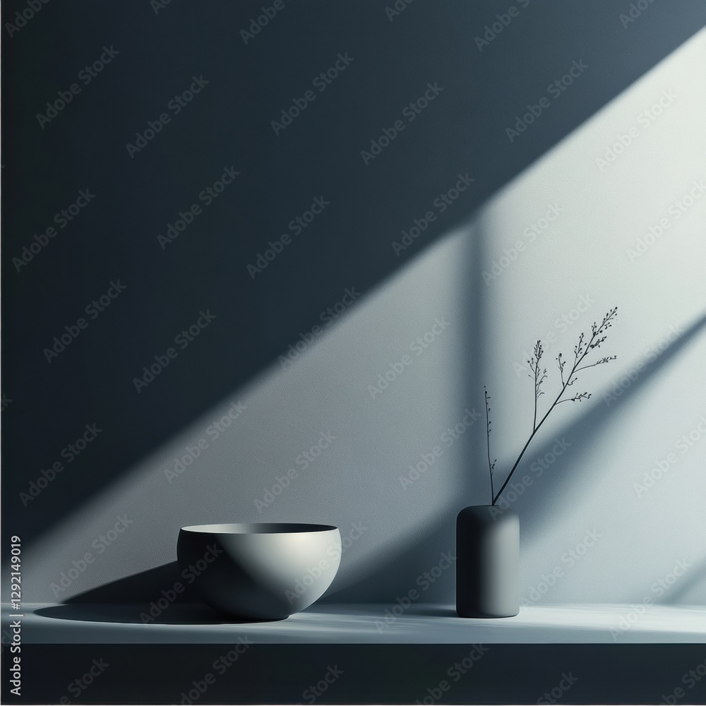 Leinwandbilder minimalist composition with bowl and vase highlighting natural light and shadows in a serene setting