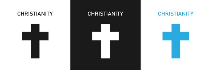 Obraz premium Christian cross vector symbol or icon. Christianity religion symbol