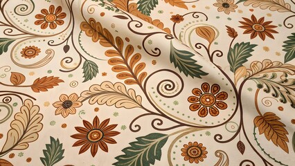 "Boho Aesthetic Line Art Pattern with Earthy Tones | Abstract Floral Ornamental Design"