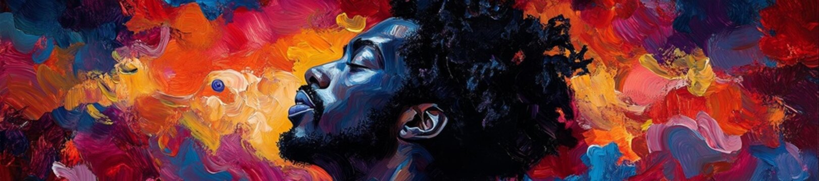 Vibrant Painting of an African American Hero Surrounded by Juneteenth Colors and Symbols. Generative AI