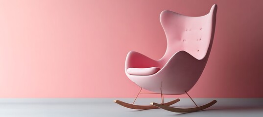 Elegant Rocking Chair on Soft Pink Background – Minimalist Furniture Banner for Home Decor Inspiration