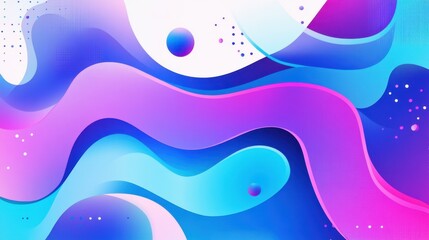 Abstract blue and purple liquid wavy shapes futuristic banner. Glowing retro waves vector background