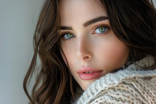 focused on her eyes and brows.