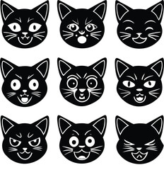 set of cats silhouettes