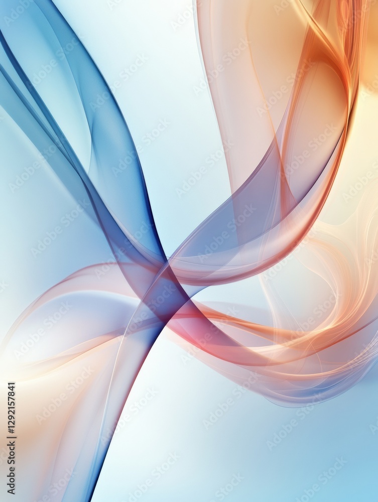 Poster Colorful swirls of blue and orange create dynamic patterns in a serene background. Generative AI
