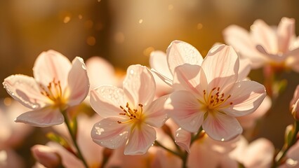 Fototapeta premium Gilded Spring Dew-Kissed Blooms in High Contrast Splendor