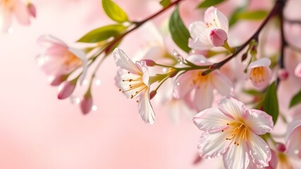 Fototapeta premium Soft Spring Beauty Dew-kissed Blooms in Gentle Light