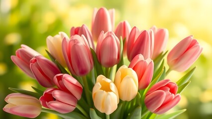 Fototapeta premium Tranquil Tulips Studio-Lit Beauty in Soft Sunlight