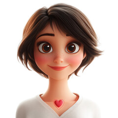 Beautiful Young Mother with Short Brown Hair, Smiling &ndash; Isolated PNG for Mother's Day