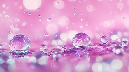   A pink surface with numerous water droplets floating on top