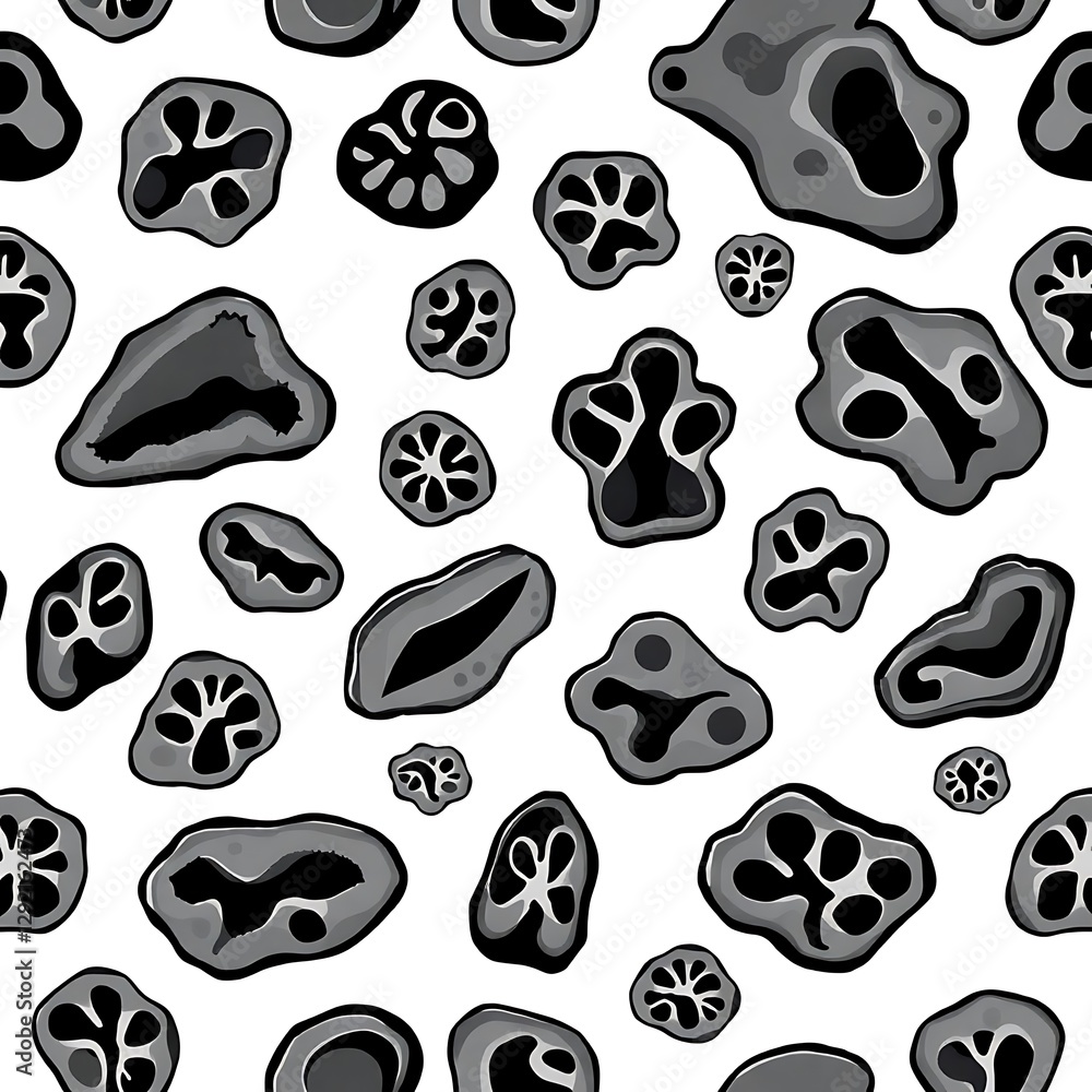 Aufkleber organic forms pattern: a seamless pattern featuring a collection of abstract, organic shapes in vari