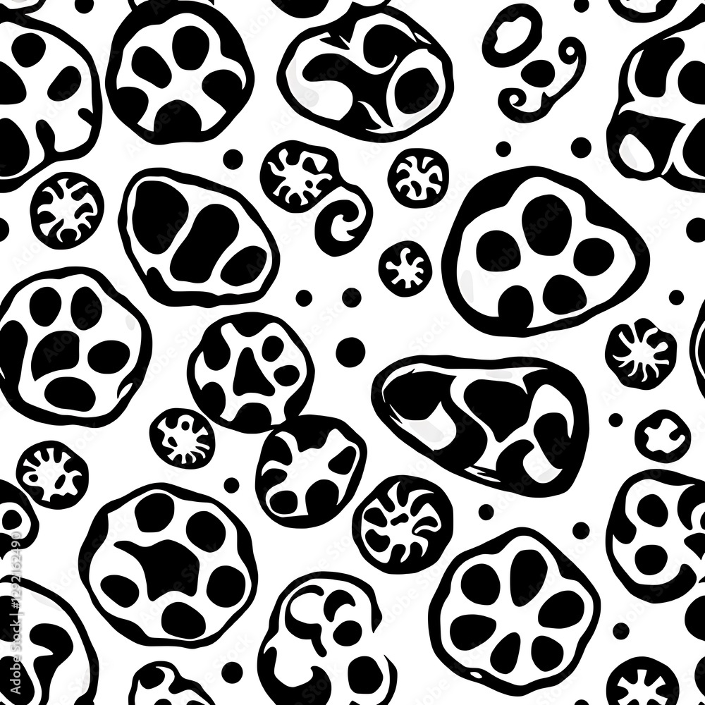 Poster abstract pattern: a seamless pattern in a black and with organic shapes.