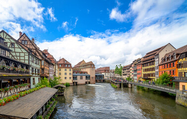 Strasbourg scenic river canal and architecture view, Alsace regi
