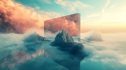 Surreal landscape creation dreamlike mountains digital art ethereal environment wide viewpoint fantasy concept