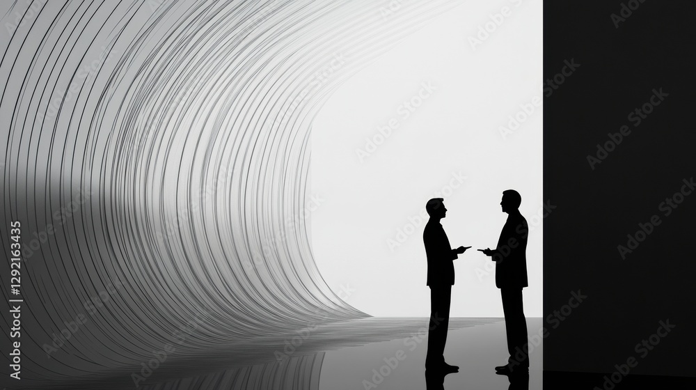 Leinwandbilder business negotiation between two professionals illuminated by minimalist design in a modern setting.
