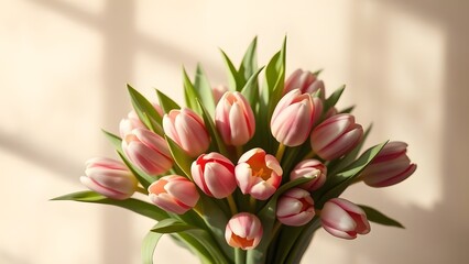 Obraz premium Serene Beauty Tulip Bouquet in Soft Studio Light and Natural Earth Tones