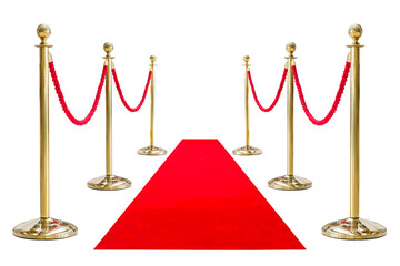golden pole barricade isolated on white background