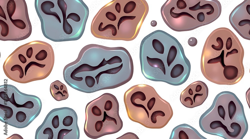 Poster abstract droplet pattern: a seamless pattern composed of colorful, abstract droplets, offering a sen