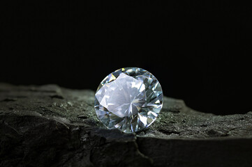 diamond on black coal background