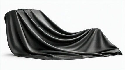 Black Fabric Covering a Product on White Background