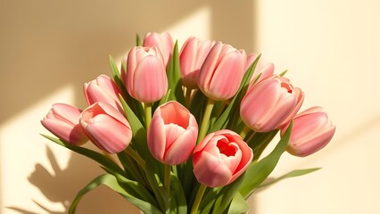 Obraz premium Elegant Tulip Bouquet in Soft Daylight Gold and Cream Luxury Tones
