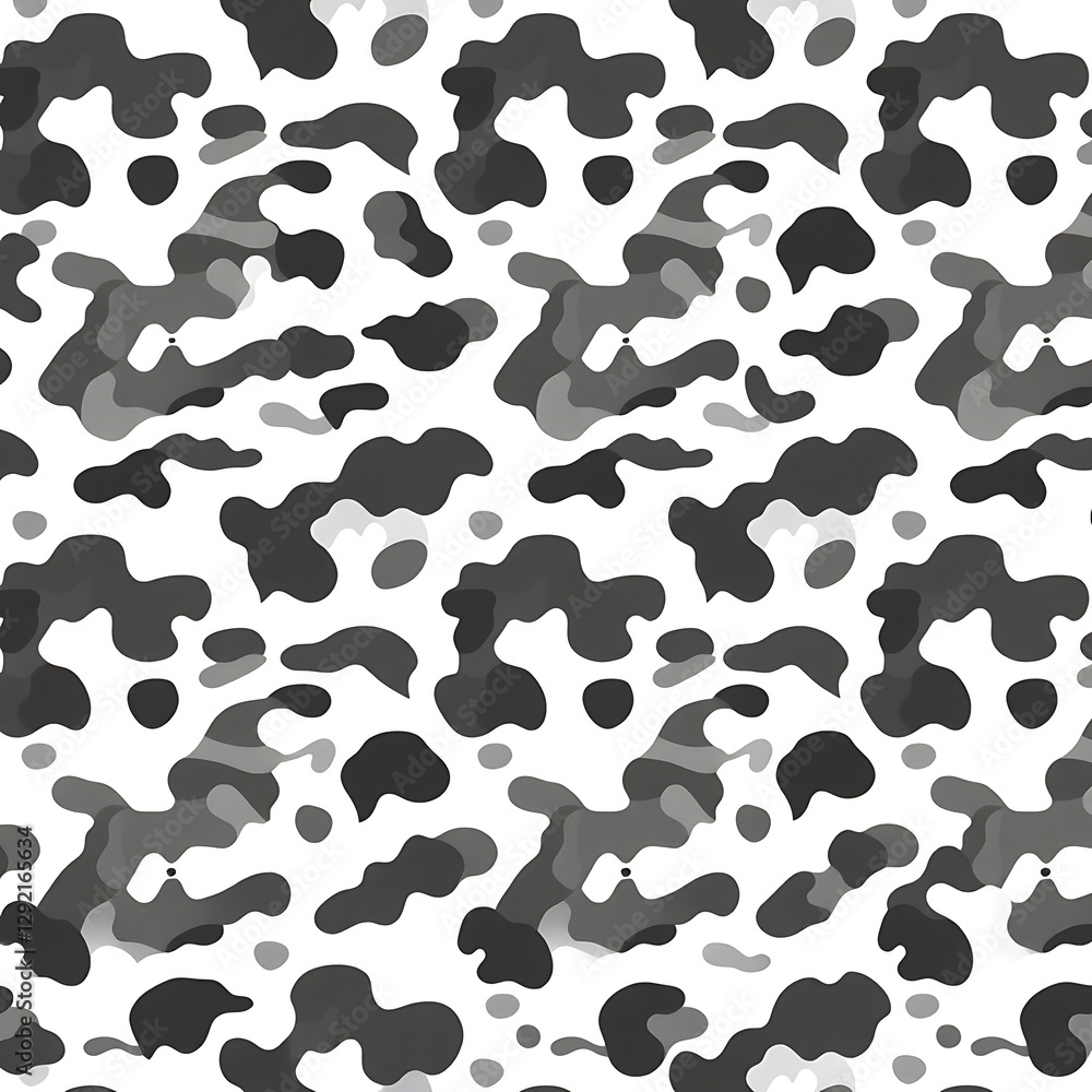 Poster abstract camouflage pattern: a unique, seamless, and versatile pattern in shades of black, white, an