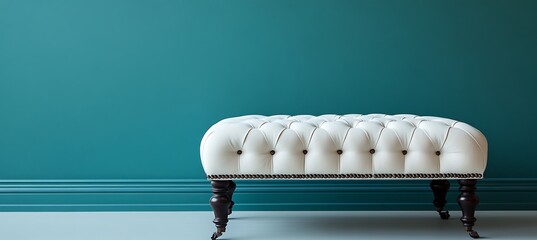 Modern Ottoman Furniture Banner on a Soft Turquoise Background for Elegant Home Decor and Interior Design