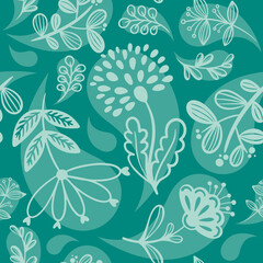 Nahtloses Muster Paisley Frühling Blumen