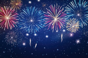 Fototapeta premium Colorful fireworks exploding in the night sky creating a festive atmosphere