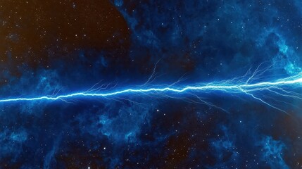 Dramatic Blue Lightning Strike in a Starry Night Sky Abstract Design