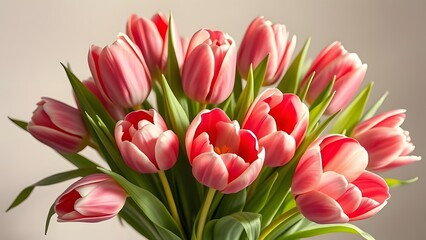 Fototapeta premium Serene Beauty Hyper-Realistic Tulip Bouquet in Soft Daylight