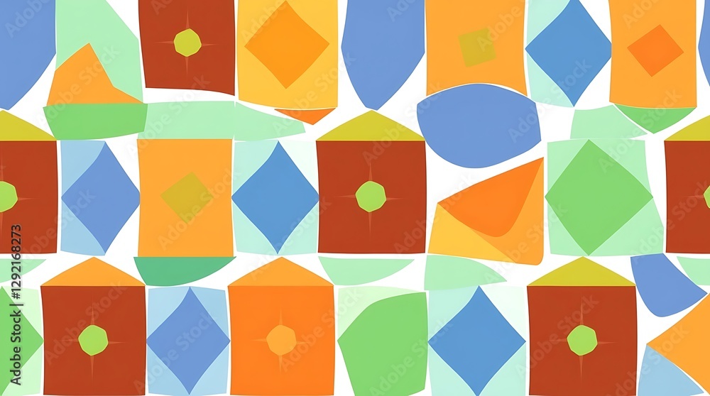 Poster geometric harmony: a vibrant tapestry of colorful geometric shapes dance across the canvas, creating