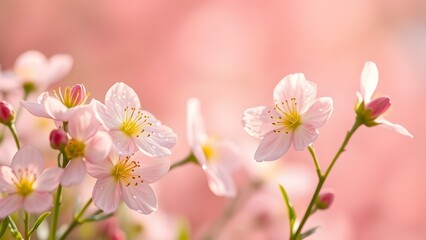 Fototapeta premium Gently Awakened Serene Spring Morning with Dew-Kissed Blooms