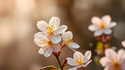 Obraz premium Ethereal Spring Beauty Luxury Product Photography in Muted Earth Tones
