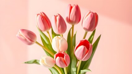 Obraz premium Soft Light Cascading on Fresh Tulip Bouquet in Modern Frame