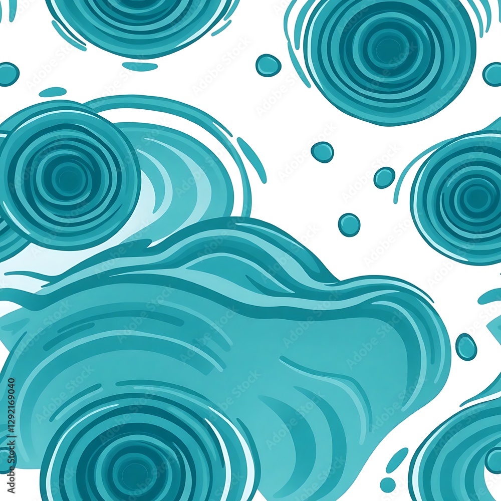 Poster turquoise whirlpool pattern: a seamless pattern of vibrant turquoise swirls and whirlpools creates a