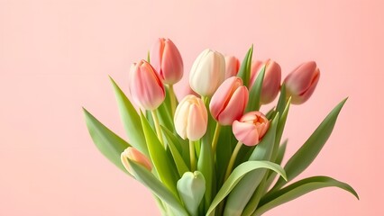 Fototapeta premium Soft and Serene Tulip Bouquet in Studio-Lit Gradient Environment