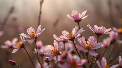 Obraz premium Dewy Morning Blossoms High Contrast Drama in Muted Tones