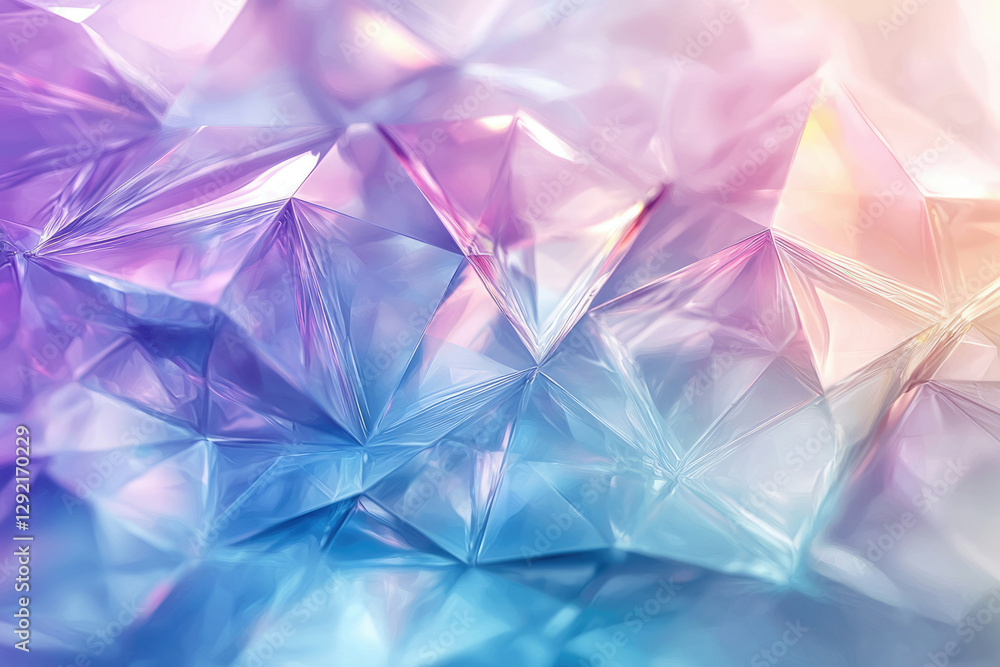 Aufkleber abstract image of iridescent, faceted, crystal-like structures in pastel blues and pinks.