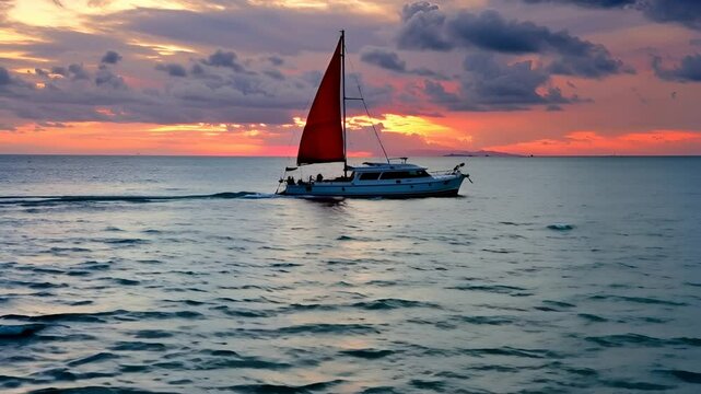 A beautiful sailing experience takes place as a boat glides smoothly over tranquil waters during sun