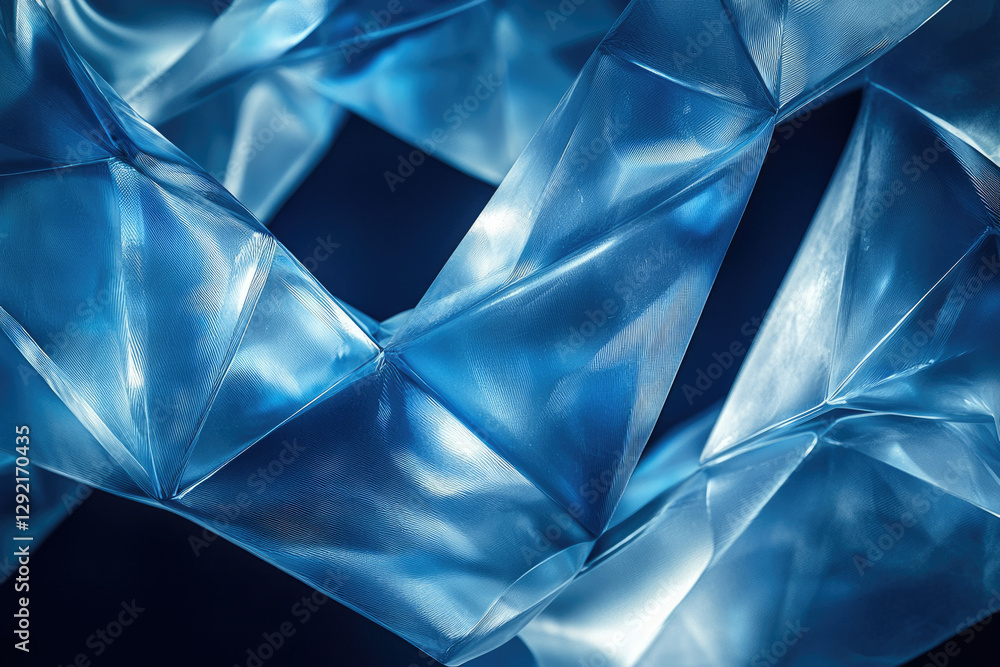 Aufkleber Abstract blue translucent geometric shapes interlock, creating a captivating and complex visual.